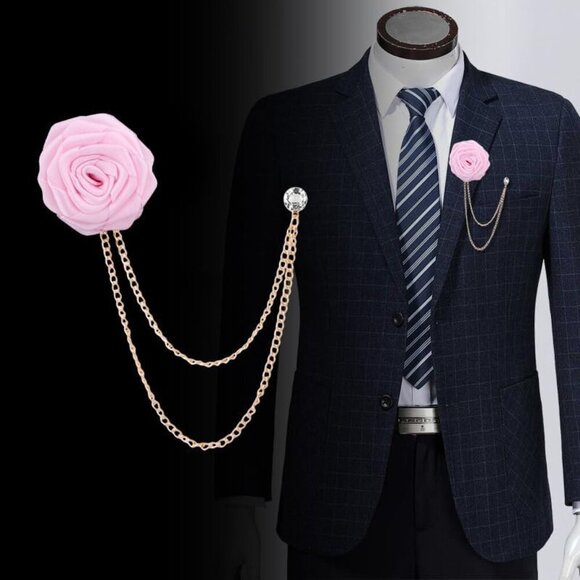 Rose Flower Brooch Pin Wedding Brooches for Men - Picture 3 of 6